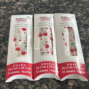 MAKERY VALENTINE's DAY PARCHMENT CHERRY HEATS LOT OF 3 NWT
